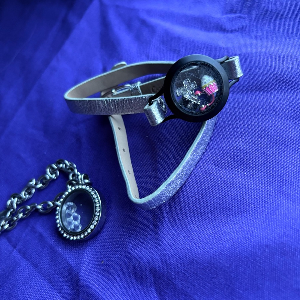 Origami Owl wrap around bracelet living lockets floating charms jewelry bundle